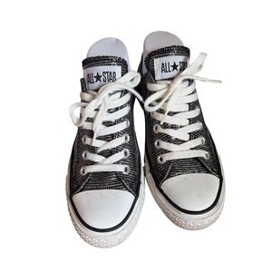 Converse Chuck Taylor All Star Low Top Metallic Silver Black Sneakers 517479F 7